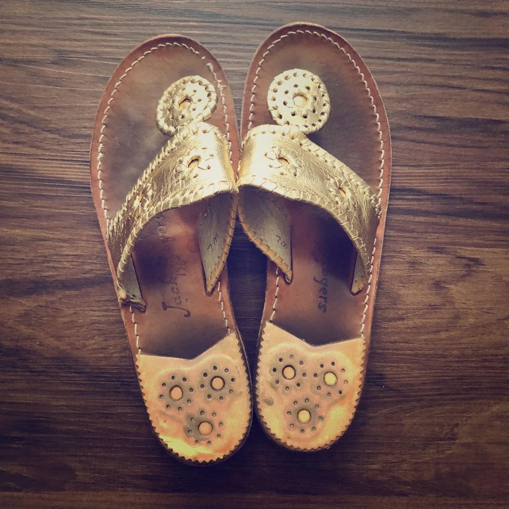 Jack Rogers Hamptons Gold Sandals- Women’s Size 7M